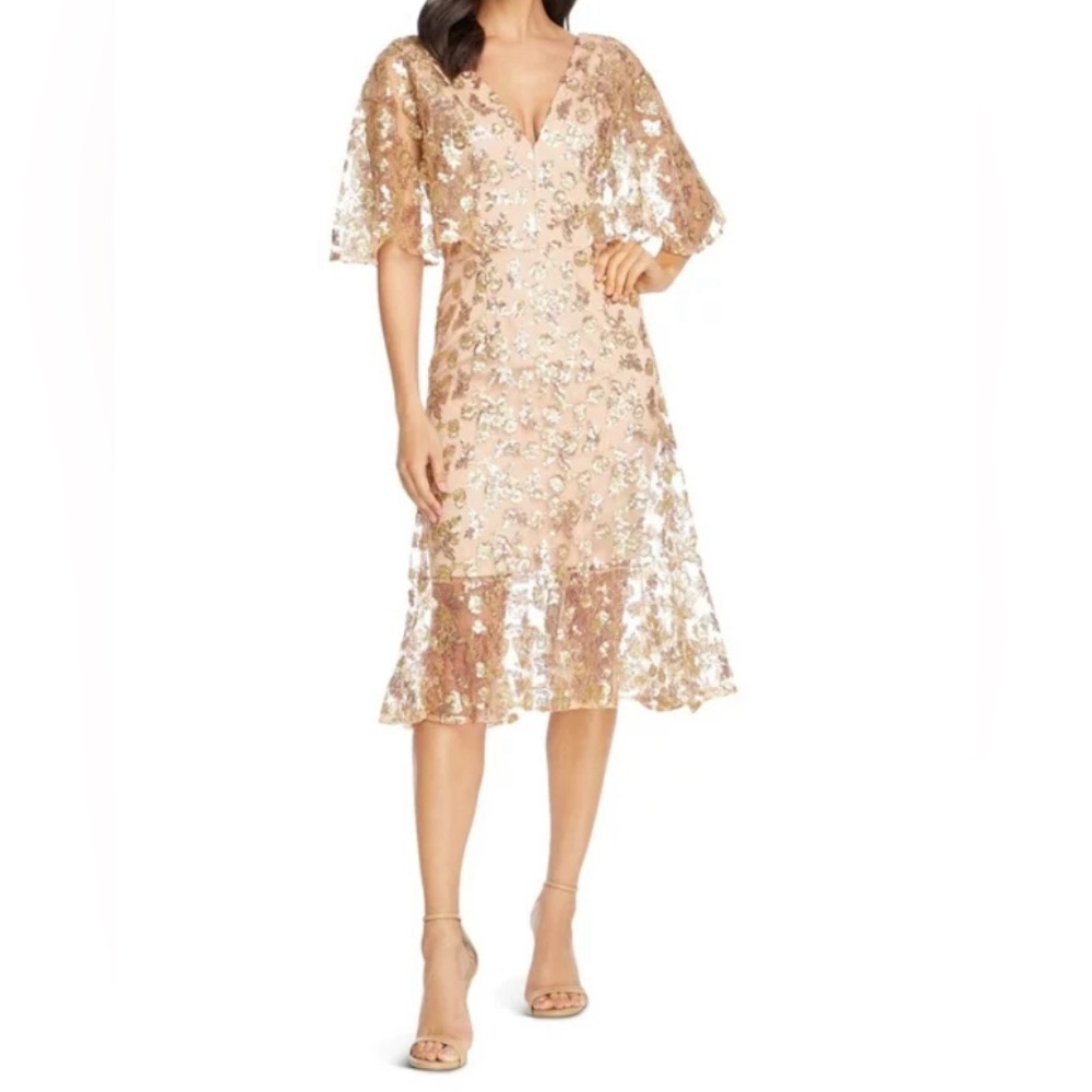 Dress the Population gold sequin fit and flare dress size XS